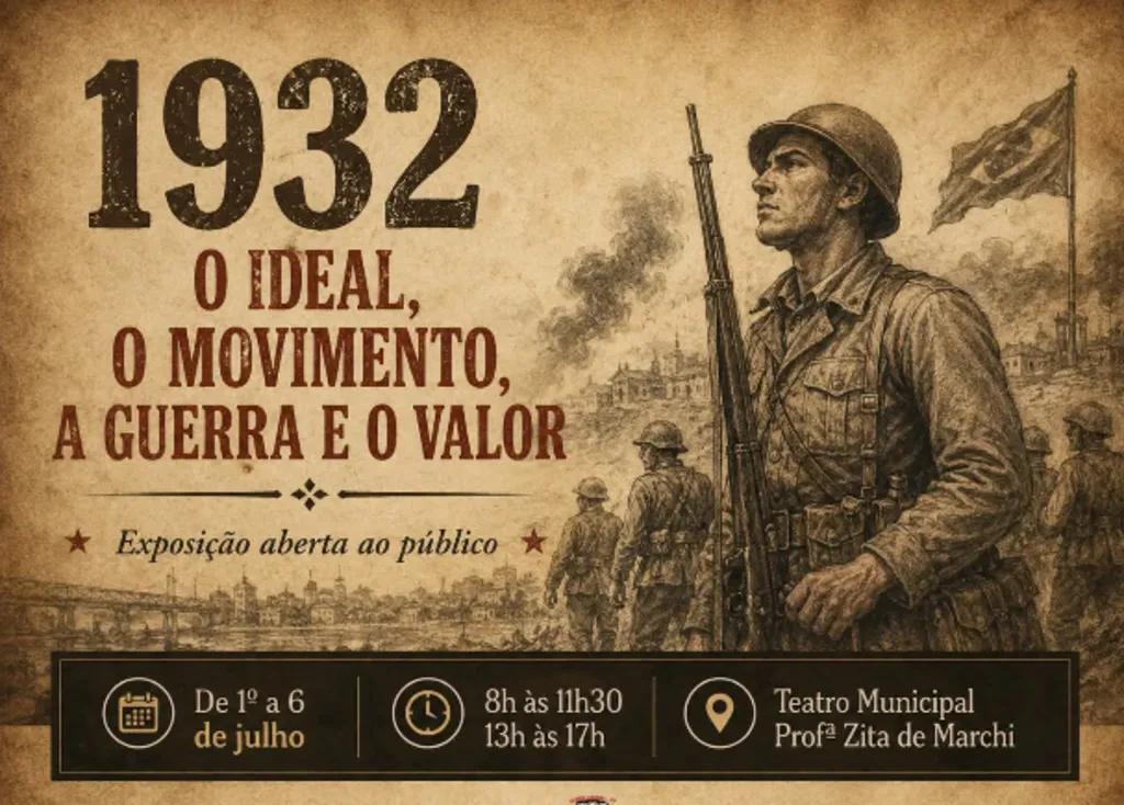 Teatro recebe exposição com acervo raro da Revolução de 1932