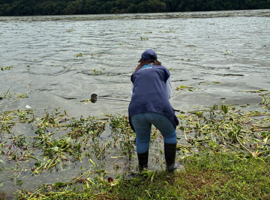 Cetesb realiza coleta de amostras para avaliar balneabilidade da prainha de Igaraçu do Tietê